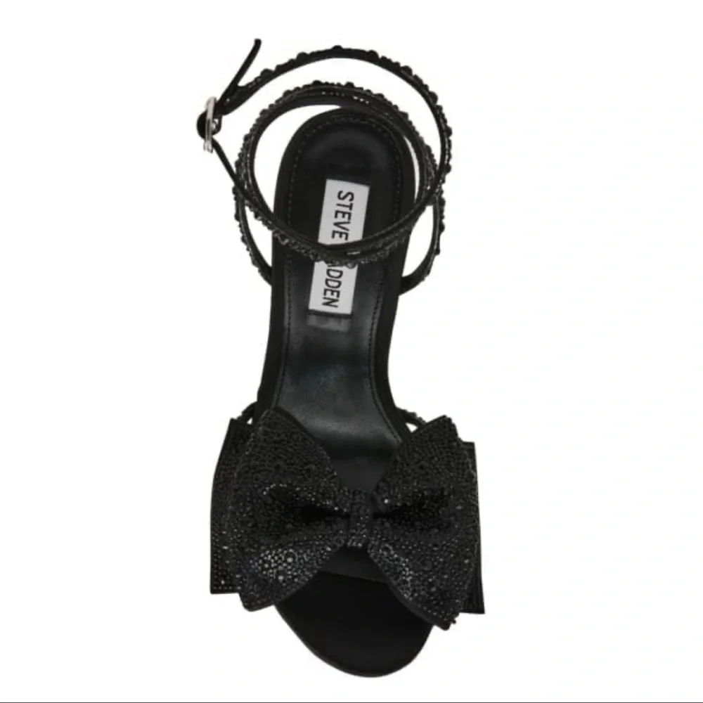 Steve‎ Madden Blossom Black Bedazzled Rhinestone Strappy Heels